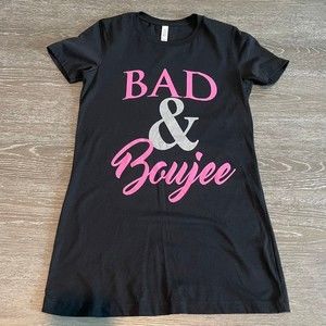 Black and pink Bad & boujee shirt medium